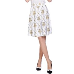 Flower Leaf Gold A-line Skirt by Mariart