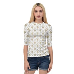 Flower Leaf Gold Quarter Sleeve Raglan Tee