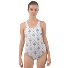 Flower Leaf Gold Cut-out Back One Piece Swimsuit