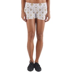 Flower Leaf Gold Yoga Shorts by Mariart