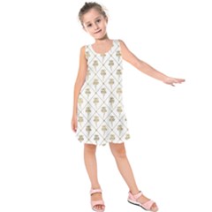 Flower Leaf Gold Kids  Sleeveless Dress