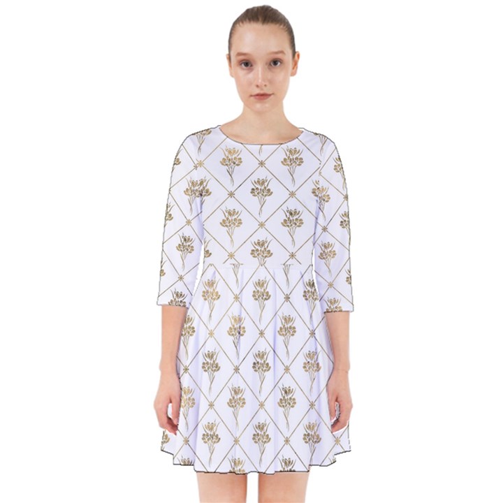 Flower Leaf Gold Smock Dress