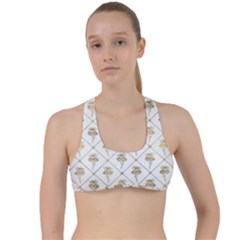 Flower Leaf Gold Criss Cross Racerback Sports Bra