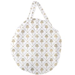 Flower Leaf Gold Giant Round Zipper Tote