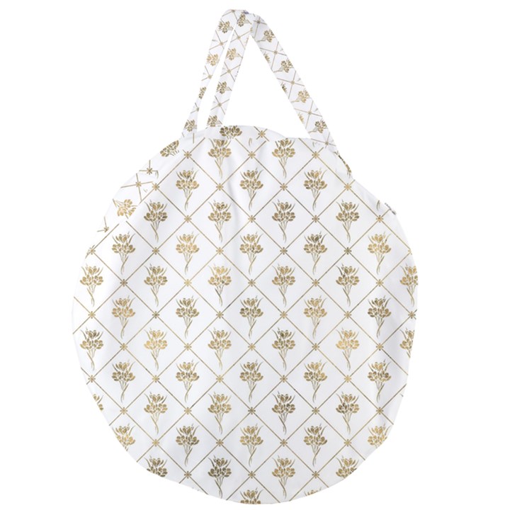 Flower Leaf Gold Giant Round Zipper Tote