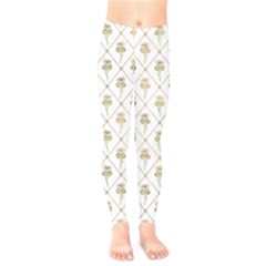 Flower Leaf Gold Kids  Legging by Mariart