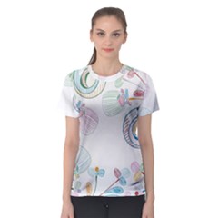 Flower Rainbow Circle Polka Leaf Sexy Women s Sport Mesh Tee