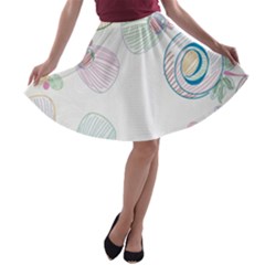 Flower Rainbow Circle Polka Leaf Sexy A-line Skater Skirt by Mariart