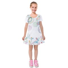 Flower Rainbow Circle Polka Leaf Sexy Kids  Short Sleeve Velvet Dress by Mariart