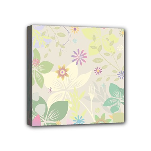 Flower Rainbow Star Floral Sexy Purple Green Yellow White Rose Mini Canvas 4  X 4 