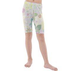 Flower Rainbow Star Floral Sexy Purple Green Yellow White Rose Kids  Mid Length Swim Shorts