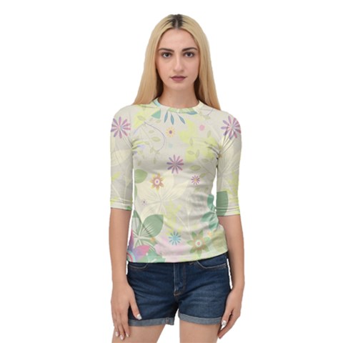 Flower Rainbow Star Floral Sexy Purple Green Yellow White Rose Quarter Sleeve Raglan Tee by Mariart