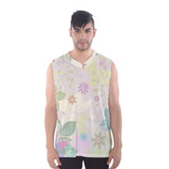 Flower Rainbow Star Floral Sexy Purple Green Yellow White Rose Men s Basketball Tank Top by Mariart