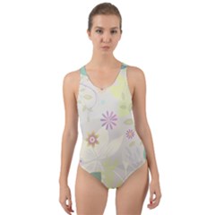 Flower Rainbow Star Floral Sexy Purple Green Yellow White Rose Cut-out Back One Piece Swimsuit by Mariart