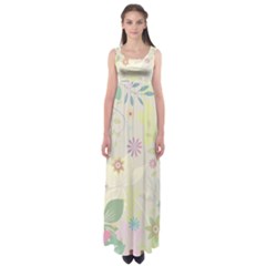 Flower Rainbow Star Floral Sexy Purple Green Yellow White Rose Empire Waist Maxi Dress