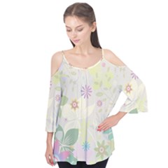 Flower Rainbow Star Floral Sexy Purple Green Yellow White Rose Flutter Tees