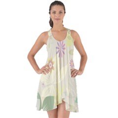 Flower Rainbow Star Floral Sexy Purple Green Yellow White Rose Show Some Back Chiffon Dress