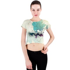 Flower Rose Purple Sunflower Lotus Crew Neck Crop Top by Mariart