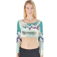 Flower Rose Purple Sunflower Lotus Long Sleeve Crop Top by Mariart