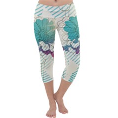 Flower Rose Purple Sunflower Lotus Capri Yoga Leggings