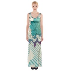 Flower Rose Purple Sunflower Lotus Maxi Thigh Split Dress