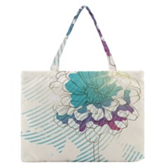 Flower Rose Purple Sunflower Lotus Zipper Medium Tote Bag