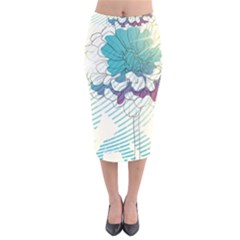 Flower Rose Purple Sunflower Lotus Velvet Midi Pencil Skirt by Mariart