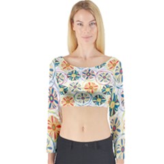 Flower Rainbow Fan Sunflower Circle Sexy Long Sleeve Crop Top by Mariart