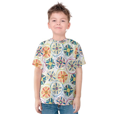 Flower Rainbow Fan Sunflower Circle Sexy Kids  Cotton Tee by Mariart