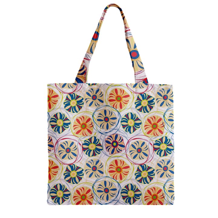 Flower Rainbow Fan Sunflower Circle Sexy Zipper Grocery Tote Bag