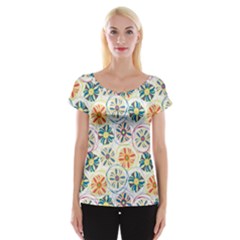 Flower Rainbow Fan Sunflower Circle Sexy Cap Sleeve Tops by Mariart