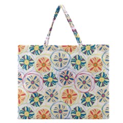 Flower Rainbow Fan Sunflower Circle Sexy Zipper Large Tote Bag