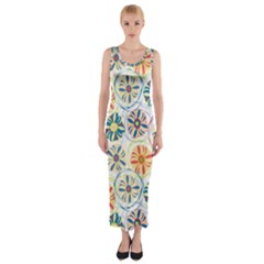 Flower Rainbow Fan Sunflower Circle Sexy Fitted Maxi Dress by Mariart