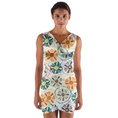 Flower Rainbow Fan Sunflower Circle Sexy Wrap Front Bodycon Dress