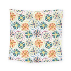 Flower Rainbow Fan Sunflower Circle Sexy Square Tapestry (small) by Mariart