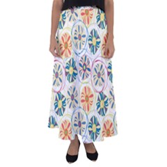 Flower Rainbow Fan Sunflower Circle Sexy Flared Maxi Skirt