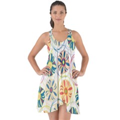 Flower Rainbow Fan Sunflower Circle Sexy Show Some Back Chiffon Dress by Mariart