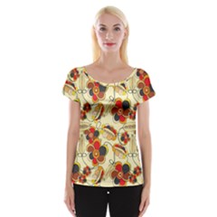 Flower Seed Rainbow Rose Cap Sleeve Tops