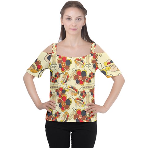 Flower Seed Rainbow Rose Cutout Shoulder Tee by Mariart