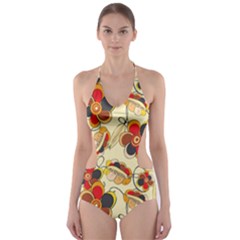 Flower Seed Rainbow Rose Cut-out One Piece Swimsuit by Mariart