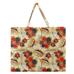 Flower Seed Rainbow Rose Zipper Large Tote Bag