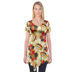 Flower Seed Rainbow Rose Short Sleeve Tunic 