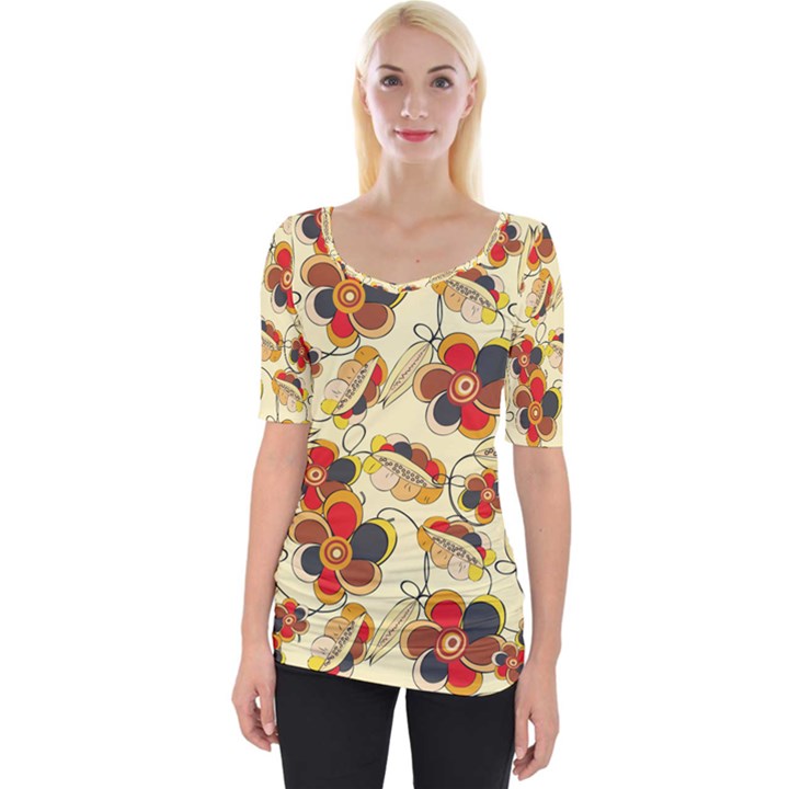 Flower Seed Rainbow Rose Wide Neckline Tee