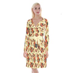 Flower Seed Rainbow Rose Long Sleeve Velvet Front Wrap Dress