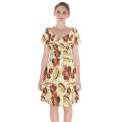 Flower Seed Rainbow Rose Short Sleeve Bardot Dress by Mariart