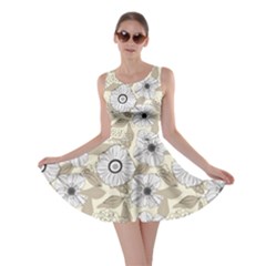 Flower Rose Sunflower Gray Star Skater Dress by Mariart