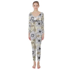 Flower Rose Sunflower Gray Star Long Sleeve Catsuit