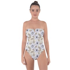 Flower Rose Sunflower Gray Star Tie Back One Piece Swimsuit by Mariart