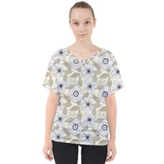 Flower Rose Sunflower Gray Star V-neck Dolman Drape Top