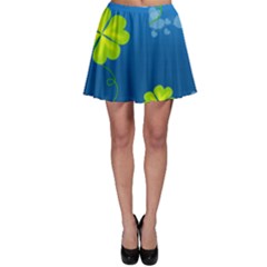 Flower Shamrock Green Blue Sexy Skater Skirt by Mariart